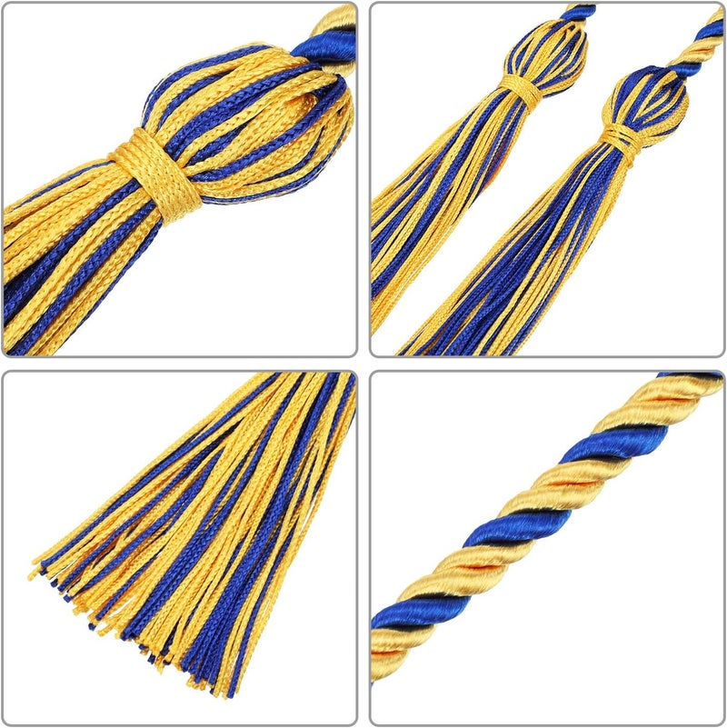 TecUnite Graduation Cords Honor 2026 Polyester Yarn Decorative Garland Twist Ties with Tassels for Bachelor Gown Graduation(Gold with Blue) - Image 3